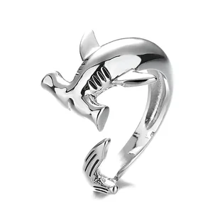 Gold- und Silbertierring für Männer und Frauen, Ozeanfingerschmuck, offene offene Ringe, Meereshai, Mode, Wikinger 6 Hauptverkaufswasser Marine Schmuck - №6
