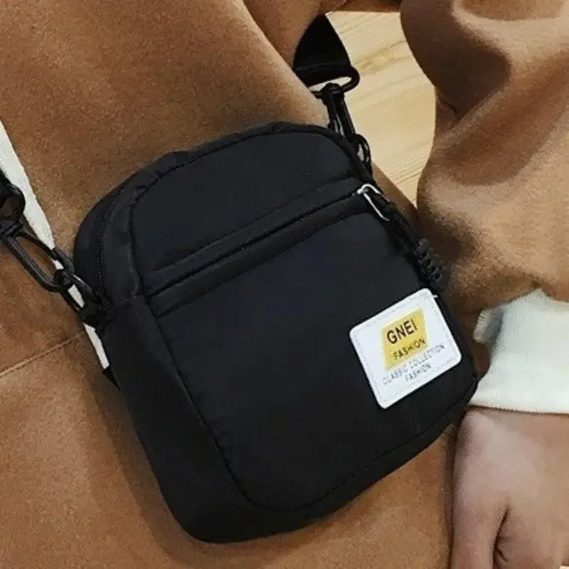여성용 심플한 나일론 크로스바디 백, 캐주얼 미니 스퀘어 백, 한국 스타일 싱글 숄더 슬링, 유행