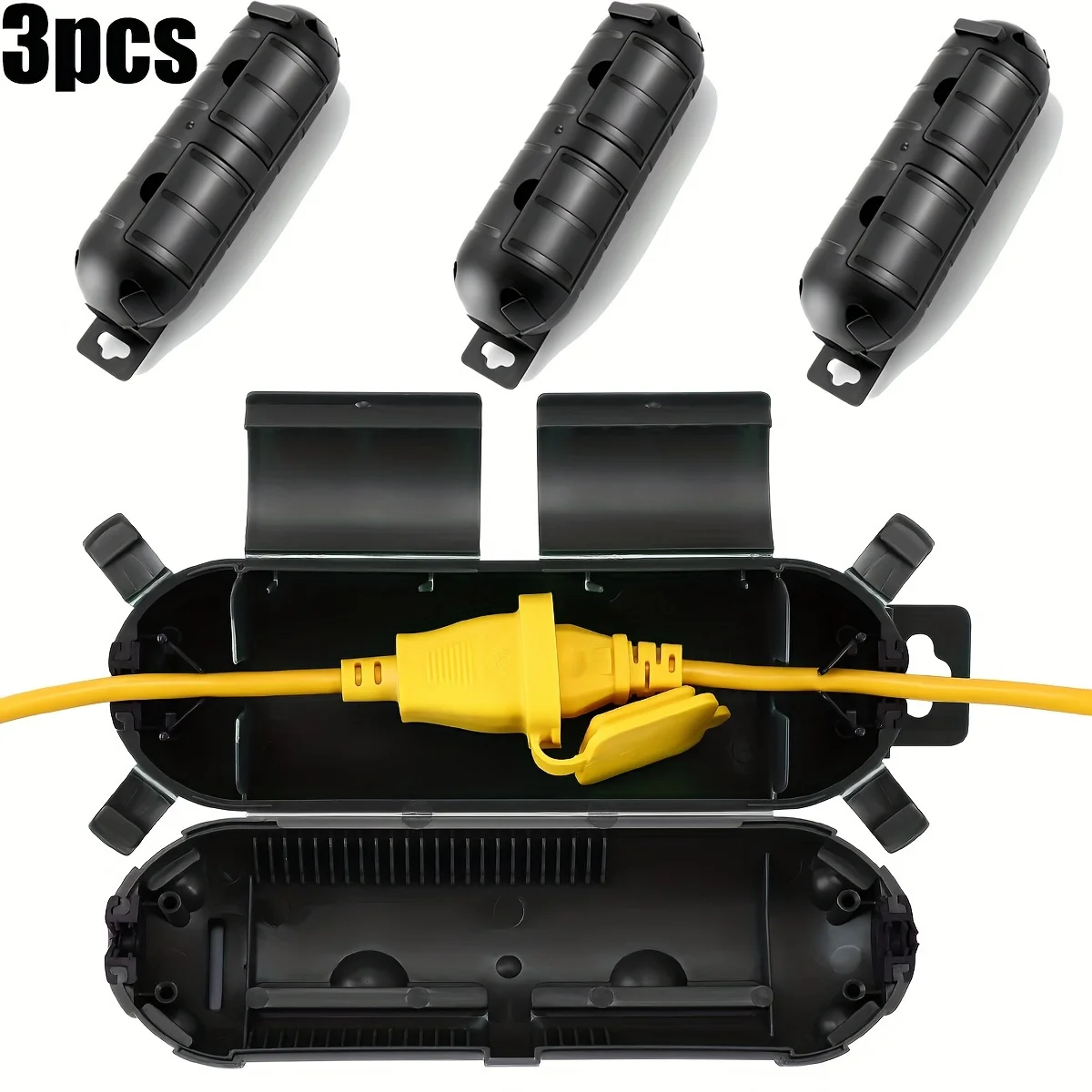 Three-Piece Outdoor Extension Cable Safety Protection Box, Waterproof Electrical Connection Protector