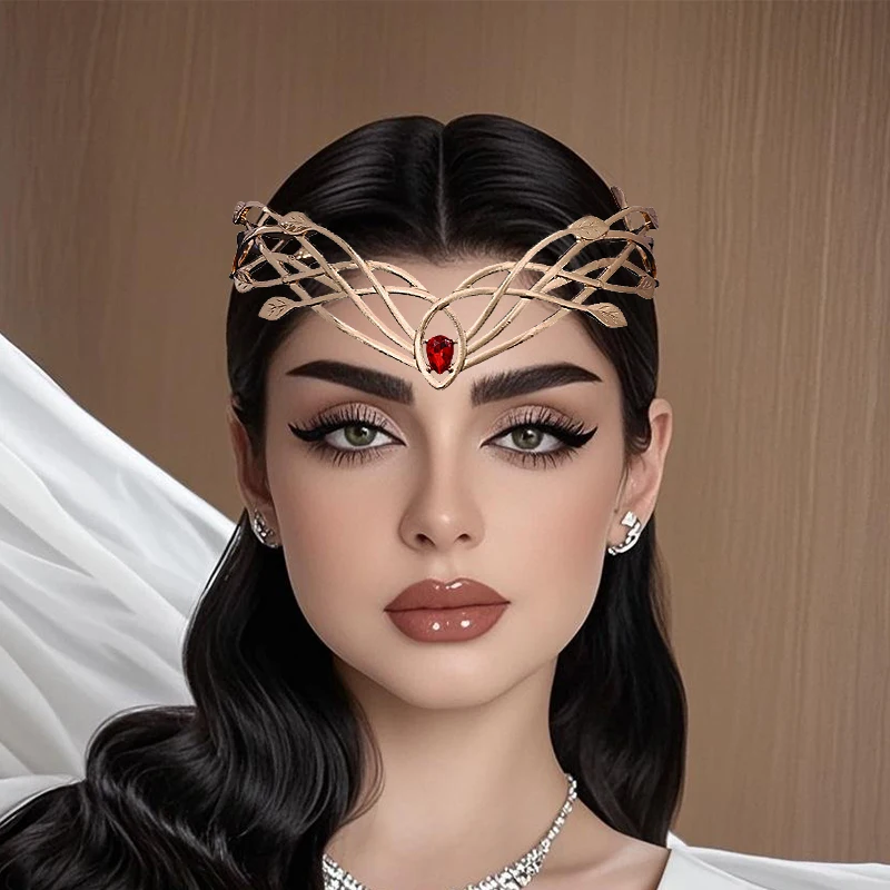 

Goddess Cosplay Vintage Leaf Headband Round Elves Crowns Tiara for Women Men Bridal Hair Accessories Crown Wedding Headwear