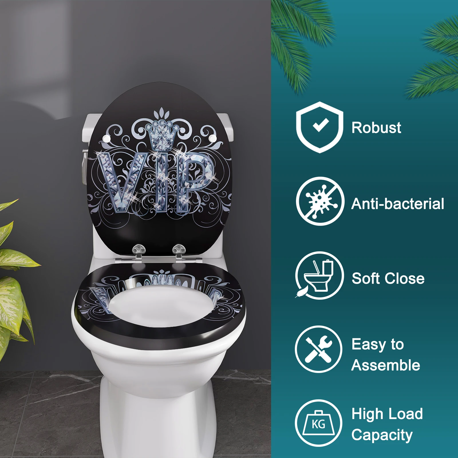 WOLTU 1 Stück universeller Toilettensitzdeckel mit Soft-Close-Funktion für Badezimmer, verdickter, antibakterieller Ersatz für Badezimmer-Ausstattung – Detail 13