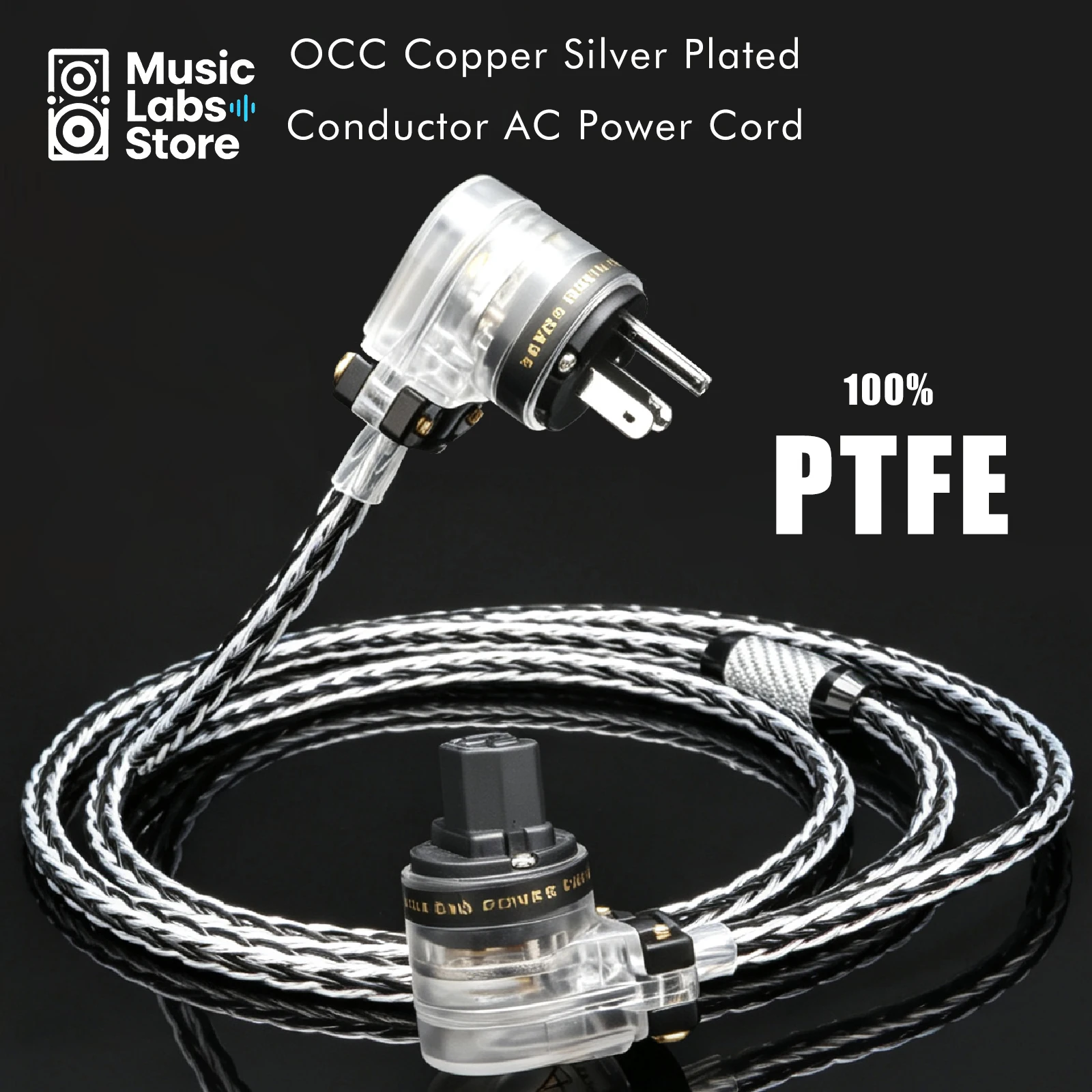 Power Cable EU US HiFi Audio Power Cord Right Angle Plug ,power cable audio high end 125V High Quality 8 AWG OCC Silver Hybrid
