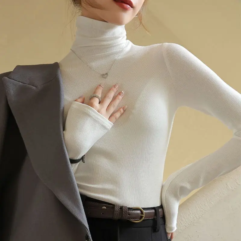 Women's High-Neck Fall/Winter American Sweet & Spicy Slim-Fit Slimming Korean-Style Trendy Long-Sleeve Base Layer T-Shirt