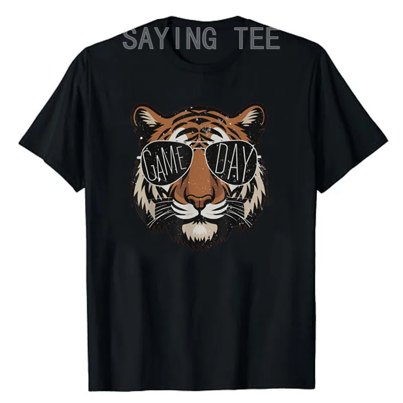 Touchdown American Football Game Day Thanksgiving Tiger Cool T-Shirt Humor Funny Short Sleeve Blouses Novelty Gift Saying Tee