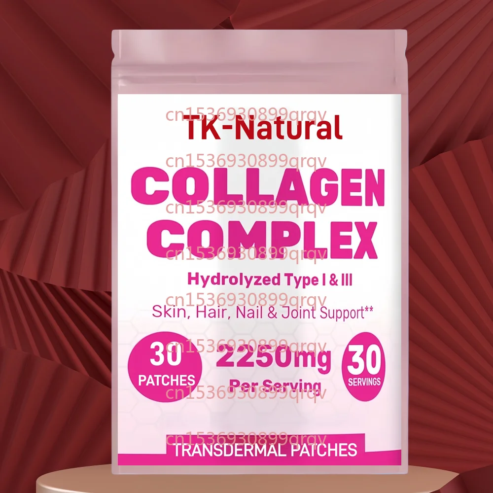 

30 Patches Hydrolyzed Collagen Peptides Complex Transdermal Patches for Women and Men Supports Skin, Hair, Joints & Nails