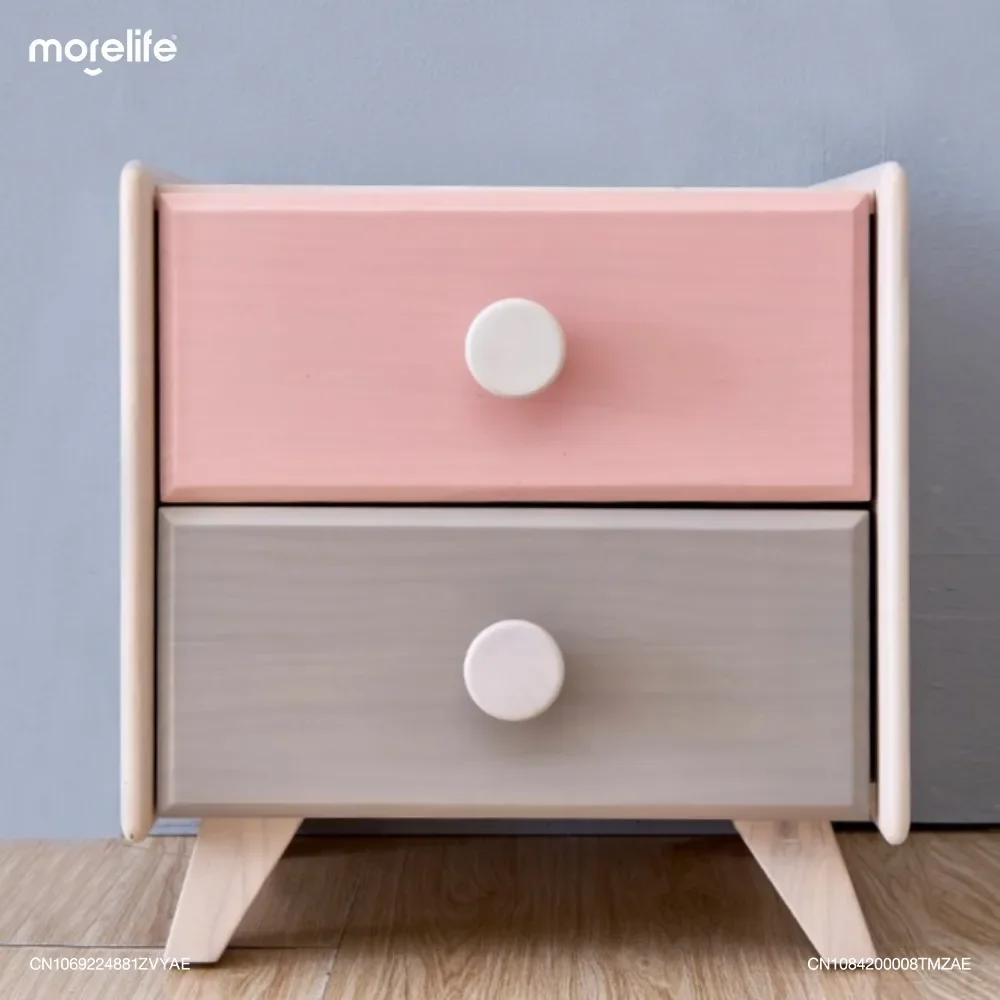 Bedroom Bedside Table Creamy Style Wedding Room Cabinet Princess Creative Cute Solid Wood Storage Rack Furniture  Nightstand K01