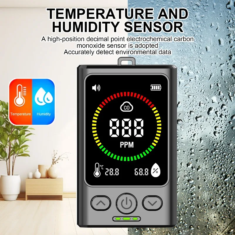 Carbon monoxide detector, air quality tester, three-in-one household outdoor gas alarm