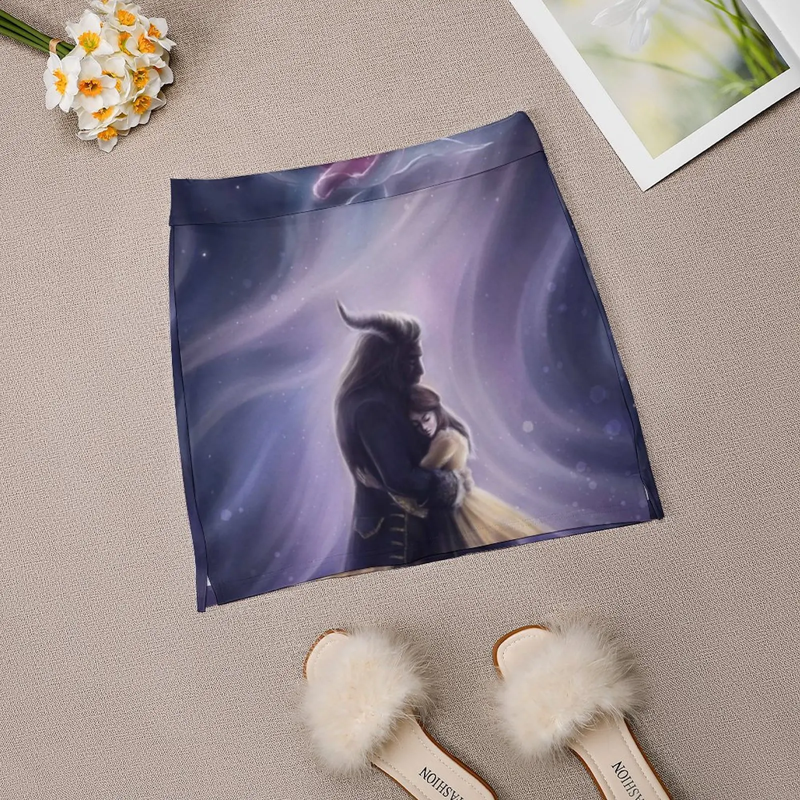 Rok Wanita Rok Mini Rok Garis A dengan Saku Tersembunyi Dongeng