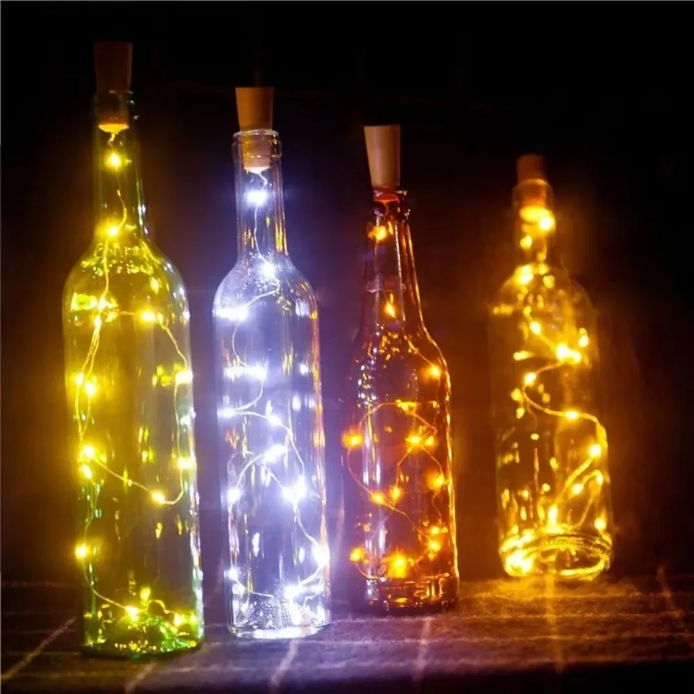 Copper Wire Wine Bottle Cork String Lights 10Pcs LED Fairy Lamp for Christmas Holiday Home Wedding Table Decor