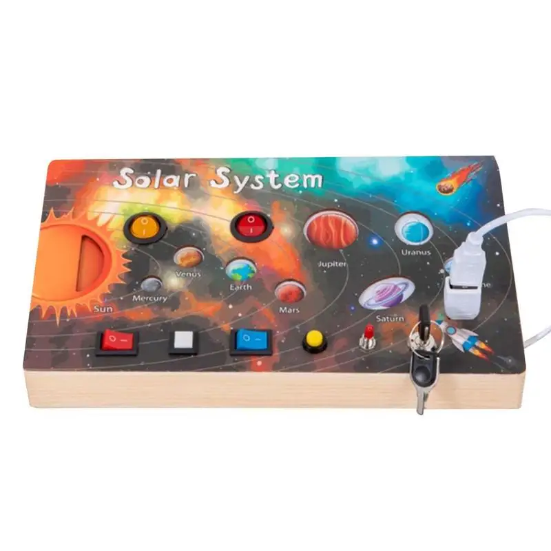 

Solar System Toys Montessori wooden Busy Boards Outer Space Toy Puzzle Toy parent child Interactive game Sensory Toy for kids