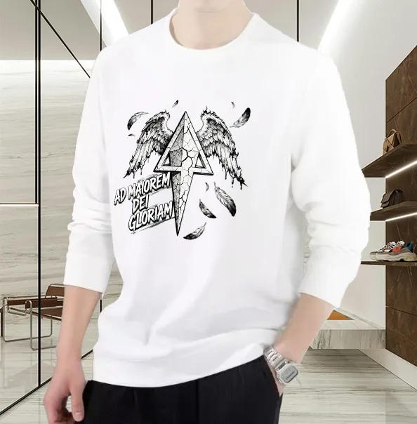 

Футболка для мужчин осенняя Gym Oversize Роскошная футболка с длинными рукавами и графическим рисунком Angel Wings 90-х годов винтажная одежда Уличная футболка с принтом