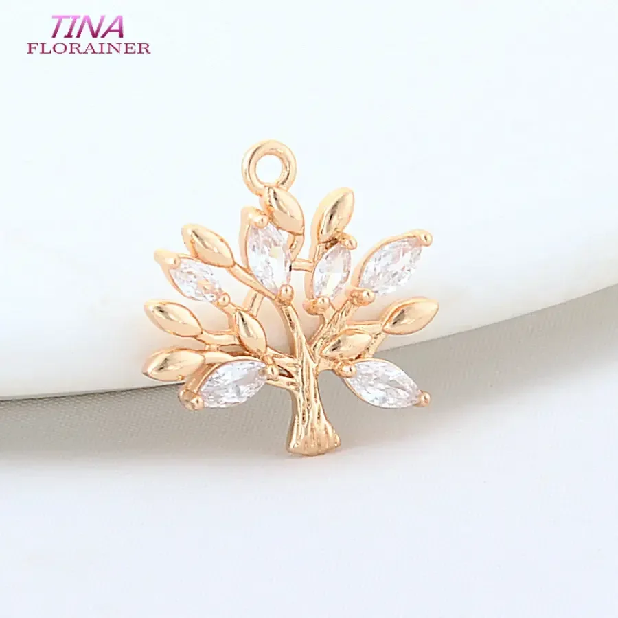 6PCS 18*19MM 14K Gold Color Brass Tree Shaped Charms Pendants Necklace Earrings Jewelry Making Supplies Accessories