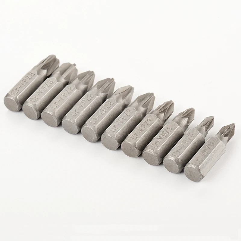 10pcs 25mm CR-V PZ Pozidriv Bits 1/4 Inch 6.35mm Hex Shank PZ0 PZ1 PZ2 PZ3 Anti Slip Electric Screwdriver Bit Set