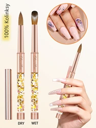 Olasalon 100% Kolinsky acrylic nail brush, acrylic nail brush for manicure, glittery with metal handle, comfortable and durable