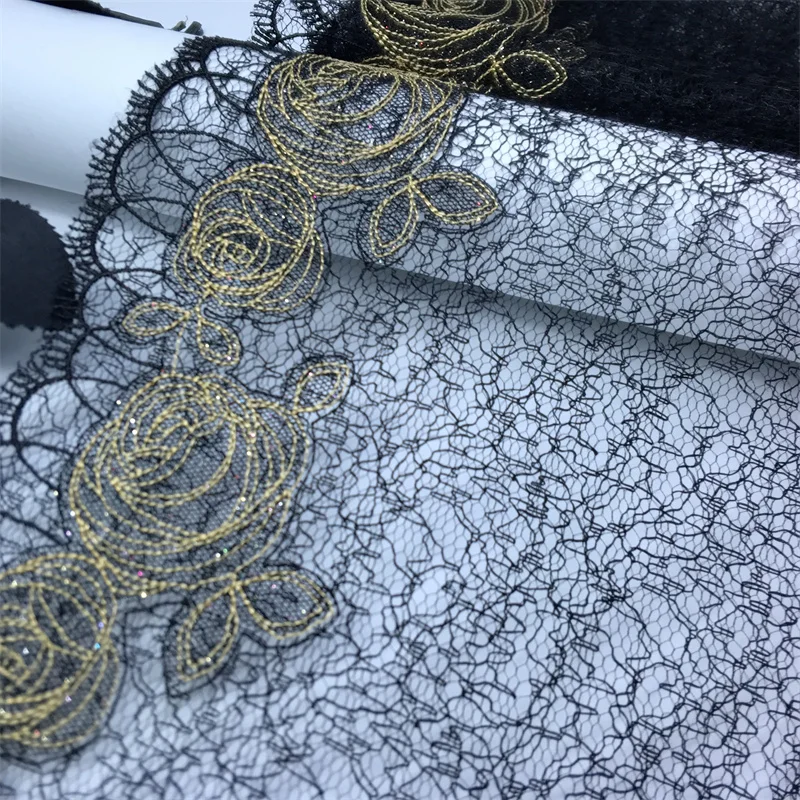 Picture 7: Abstract Seamless Pattern Tulle Embroidery Lace Trim DIY Lingerie Lace Fabrics Lurex Lace for Dress Sewing Crafts