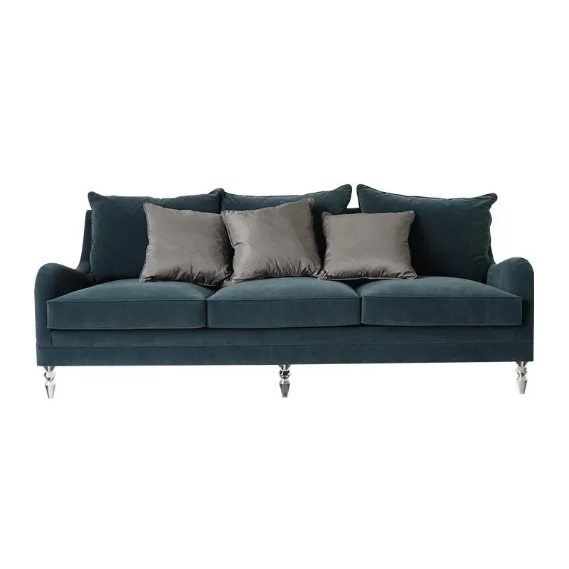 American light luxury elegant dance step three-person single sofa acrylic sofa legs curve design high-end