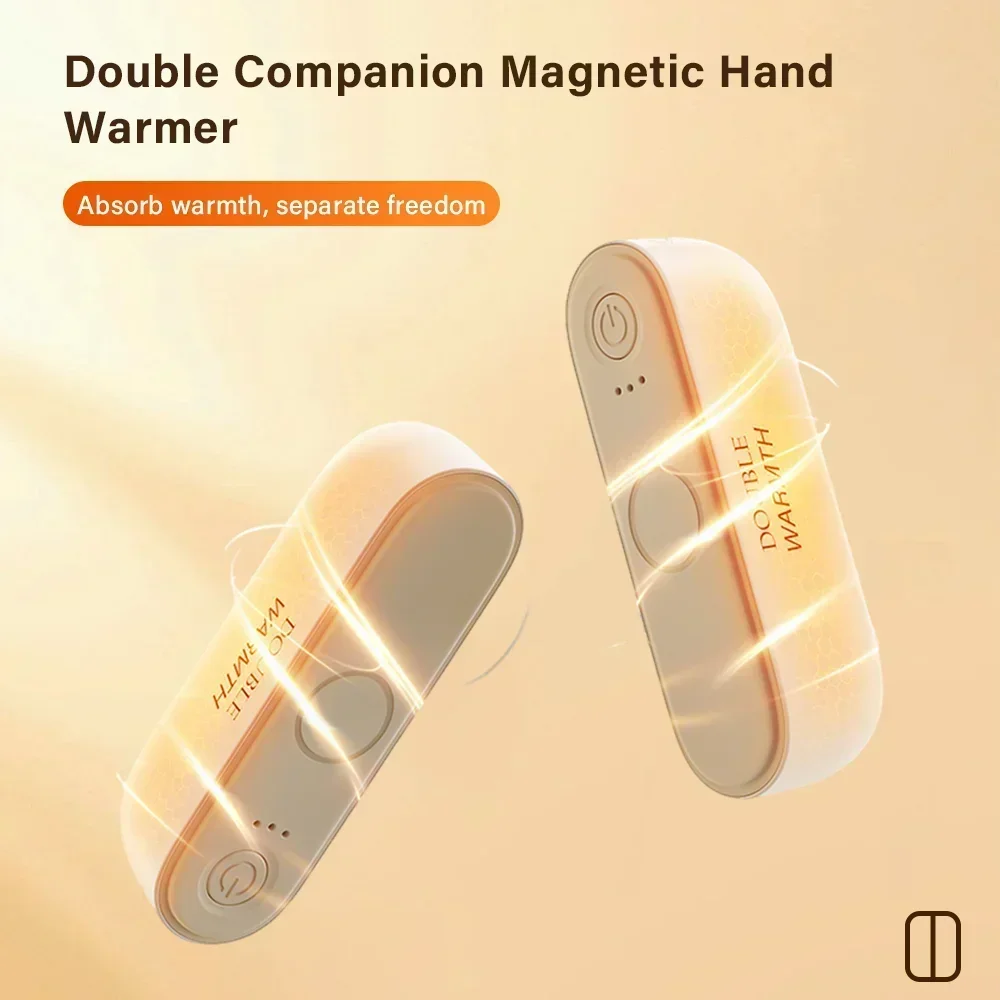 

2 in 1 Magnetic Rechargeable Electric Hand Warmers Portable Ergonomic Compact Pocket Heater Tech Gifts for Outdoor Use