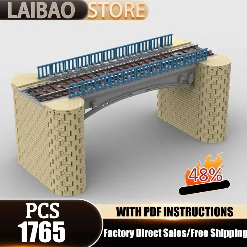 Railway Train Model  Moc Building Bricks Modern Railway Bridge Model Technology Modular Blocks Gift Toy DIY Set Assembly