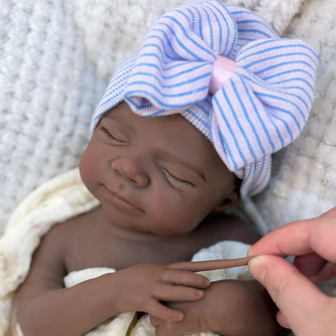 18Inch Can Open Mouth Dark Skin Pascale bebe reborn de silicona Doll With Painted Skin Soft Touch Feeling Rooted Eyelashes Doll