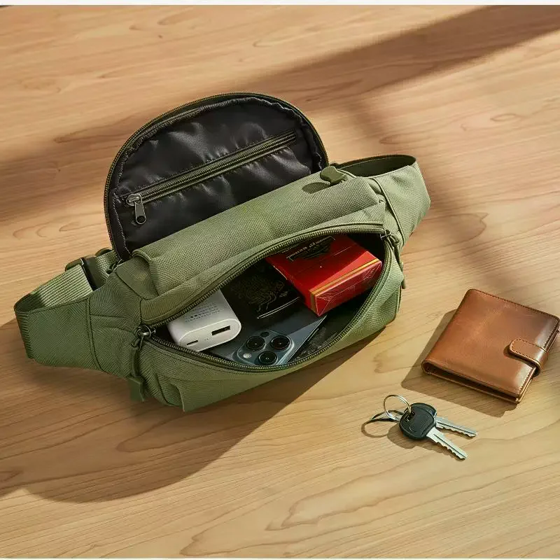 Casual Canvas Waist Bag Mobile Phone Bag Banana Bag Fanny Pack Men Outdoor Travel Hip Bag Small Storage Pouch Crossbody Bag