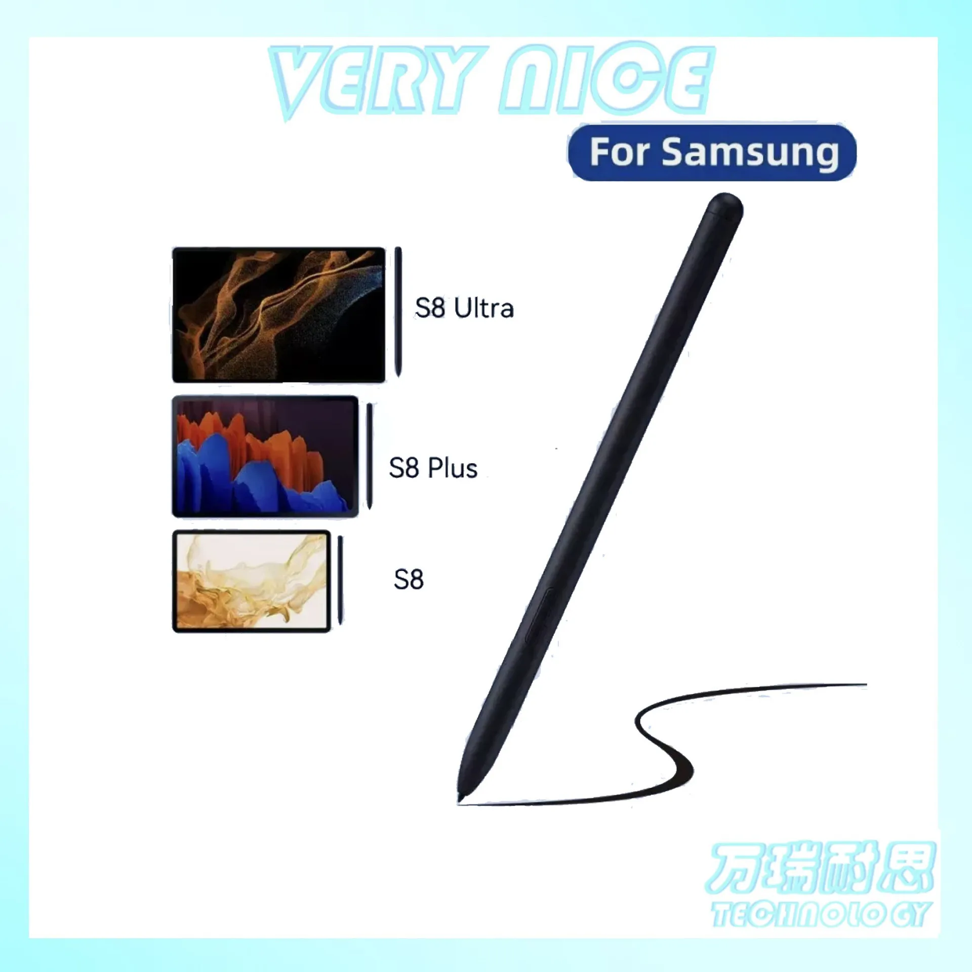 Black White Passive EM Stylus Compatible with Samsung S Series Tablets, Magnetic Sensitive Pen, No Charging Needed