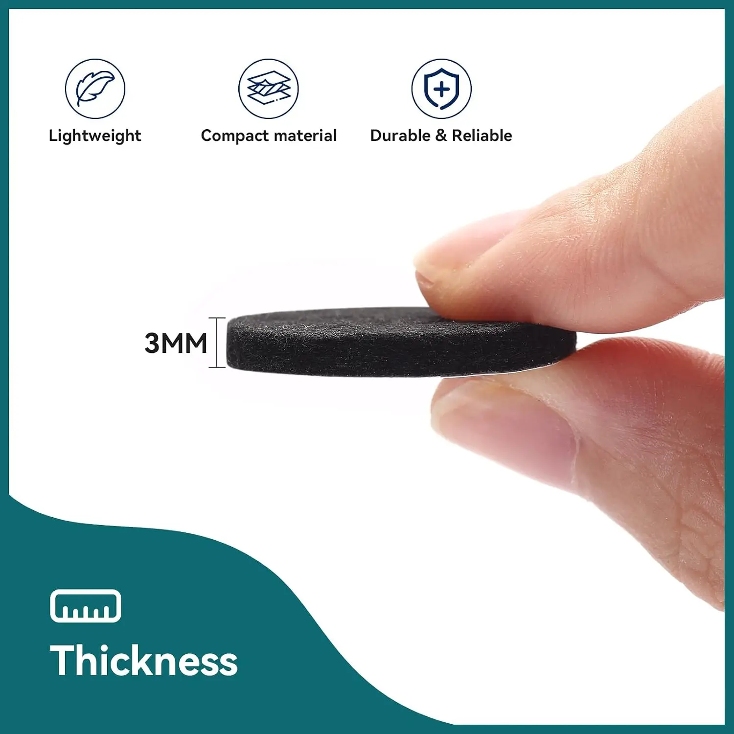 Pack of 60 Self-Adhesive Black Felt Pads Anti-Scratch Furniture Leg Protectors 3mm Thick Noise Reduction for Chairs