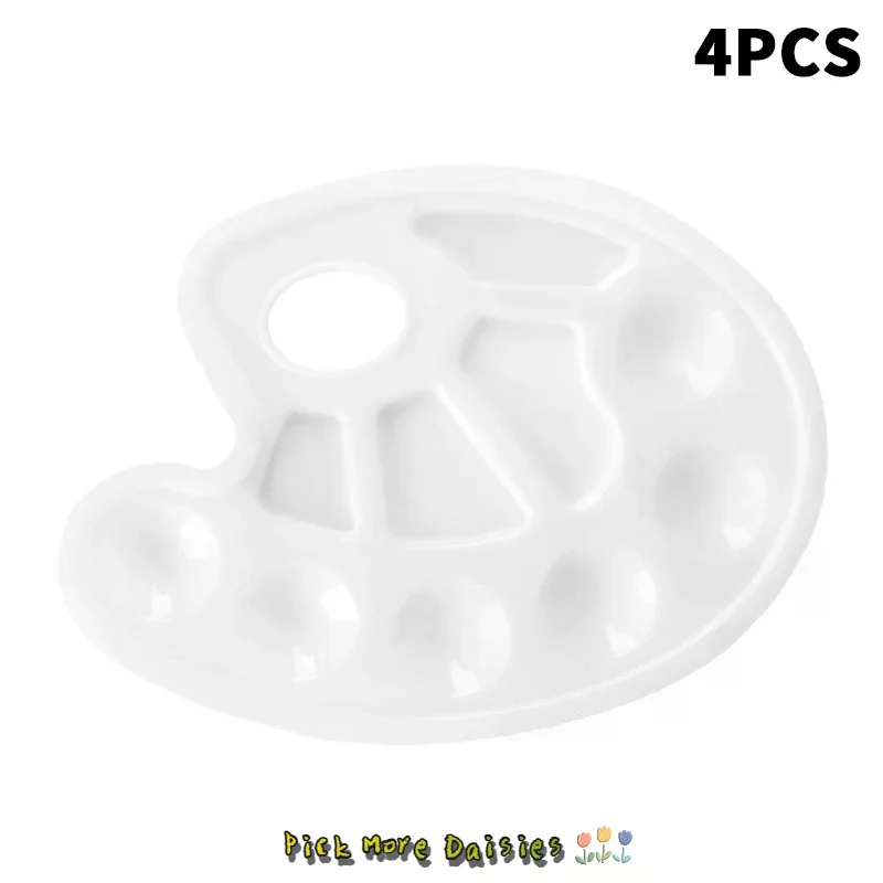 

4Pcs Oval Paint Tray Palettes With Thumb Hole For Students To Craft DIY Painting Or Birthday Painting Party
