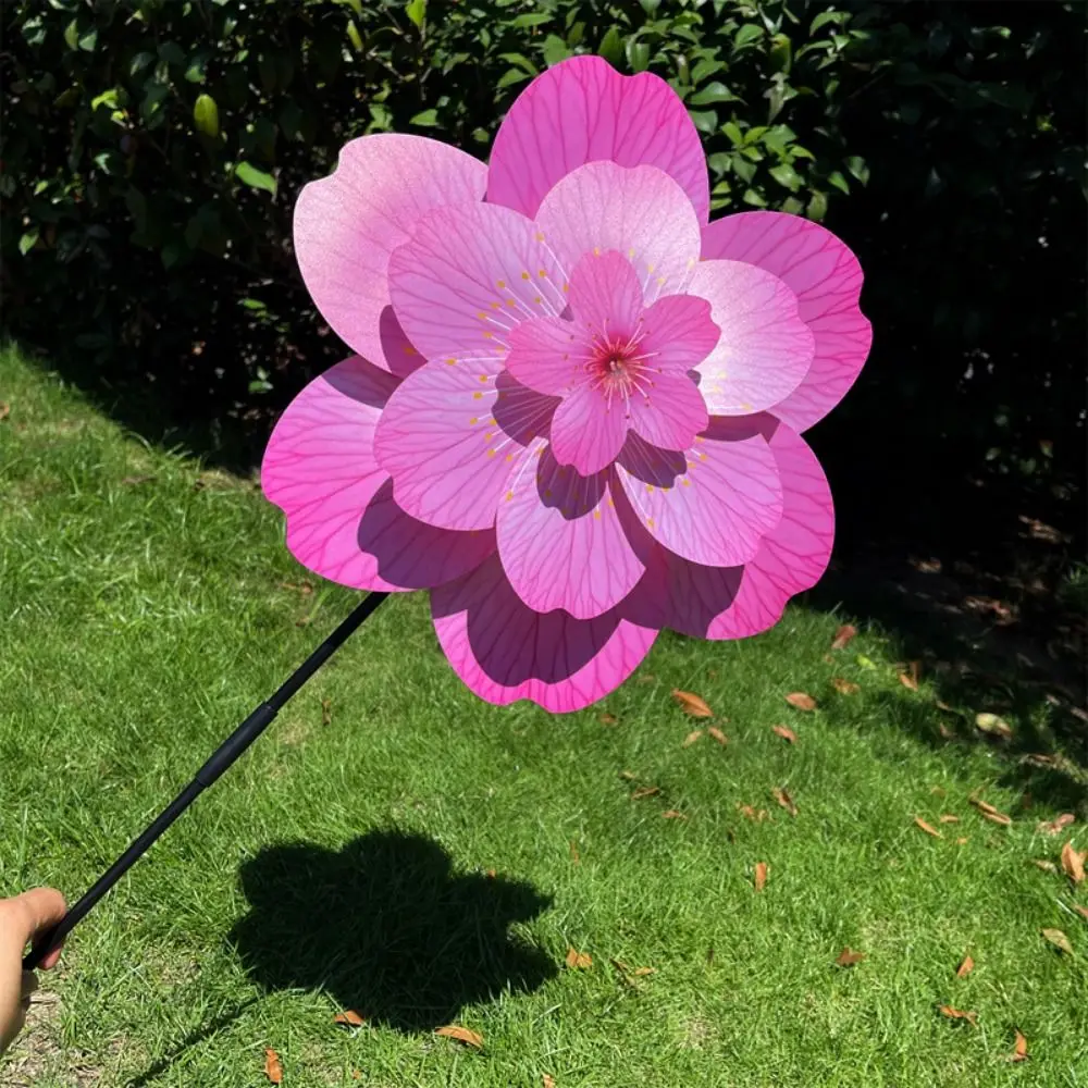 กังหันลมหมุนหลากสไตล์ กังหันลมหลากสีสัน ทำจากพีวีซี ตั้งพื้น รูปดอกไม้ สำหรับตกแต่งปิกนิก แบบสองชั้น