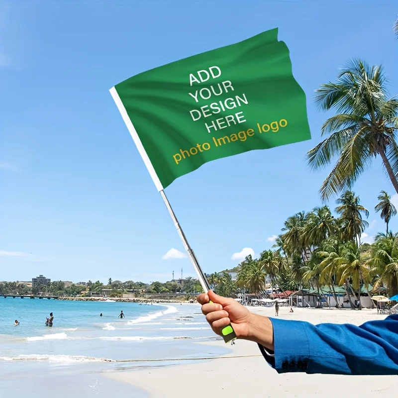 Custom 1pc Outdoor Guide Flag, Including Green Metal Luxury Sponge Flagpole, Many Sizes to Choose, Personalized with Image