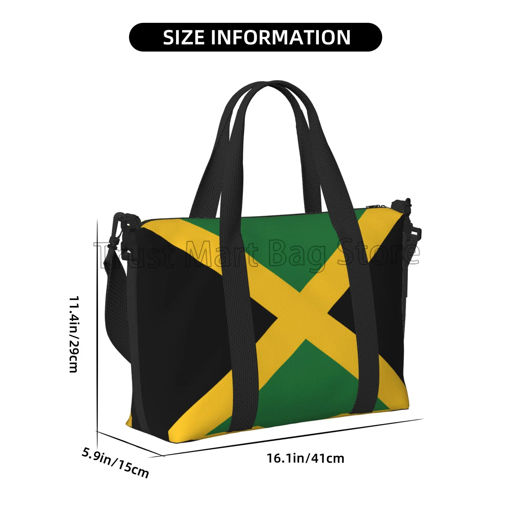 Flag of Jamaica Print Travel Duffle Bag Multipurpose Weekender Bags Unisex Casual Waterproof Luggage Bag for Outdoor Sports Gym