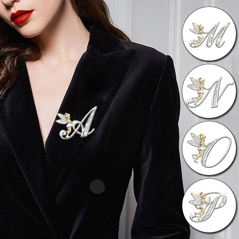 1Pcs Alphabet A-Z Brooches Rhinestone English Letter Metal Pins  Clothing Exquisite Corsage Decoration Jewelry Accessories Gifts