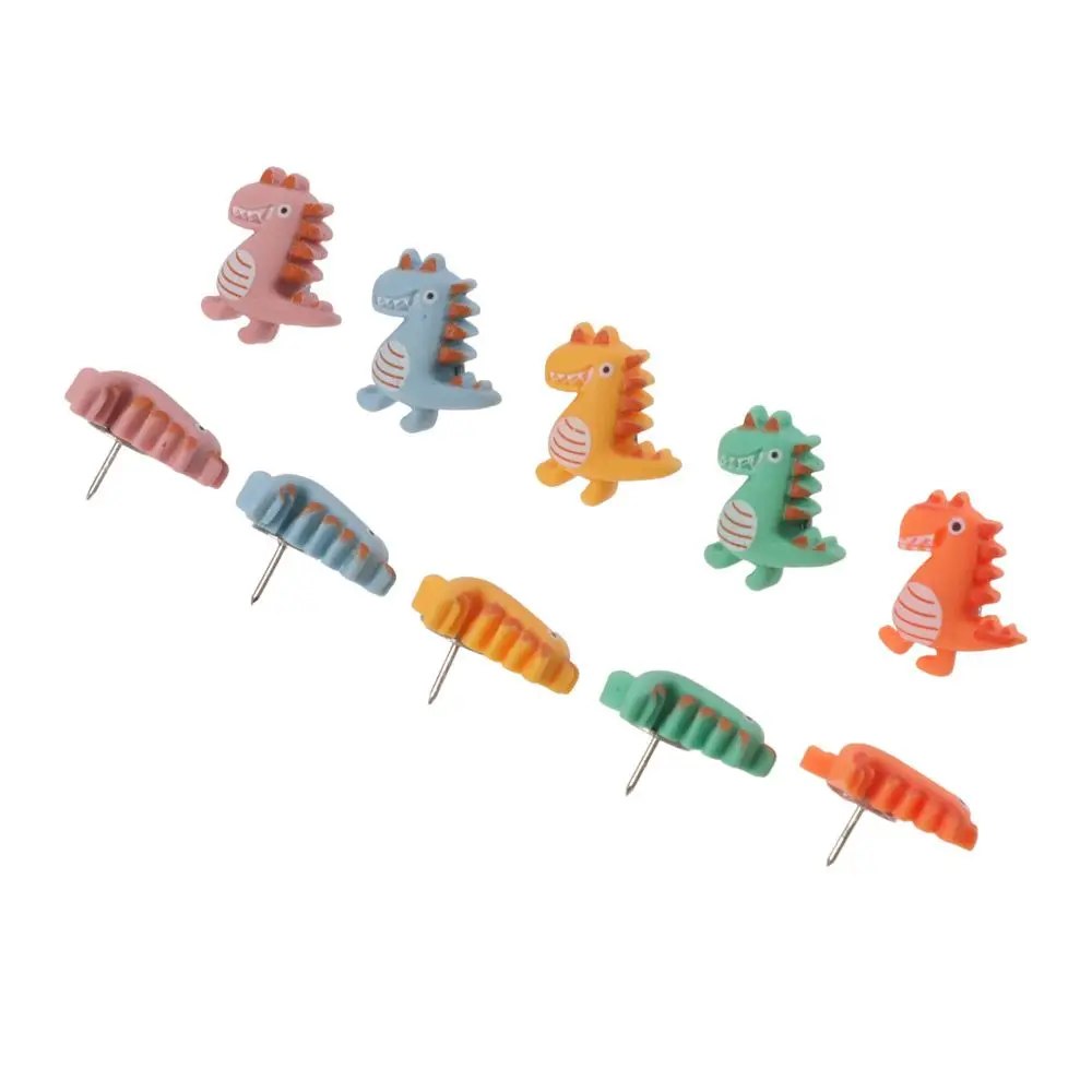 30PCS Resin and Metal Dinosaur Thumb Tacks Cork Boards Multi-Color Irregular Cute Push Pins