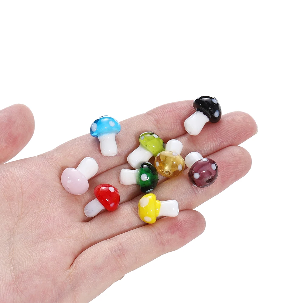 10/20Pcs Colorful Glass Mushrooms Beads Spacer Loose Beads for Necklace Bracelet Earrings Jewelry Making Accessories Wholesale