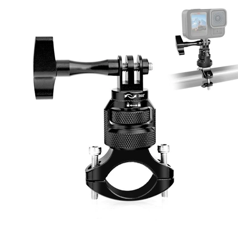 Shockproof 360°Rotating Bike Handle Mount Lightweight Aluminum Alloy Compatible for Action Cameras Durability Build D2RC