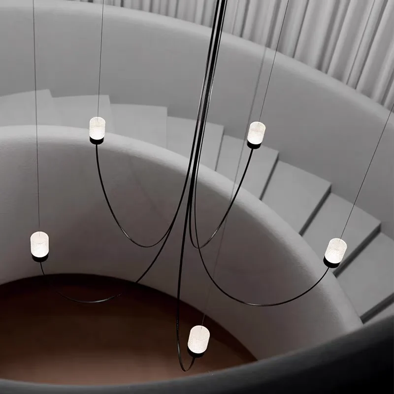 Nordic New Designer Curved Line Restaurant Pendant Light Simple Long Strip Living Room Bar Counter Creative Personalized Lamp