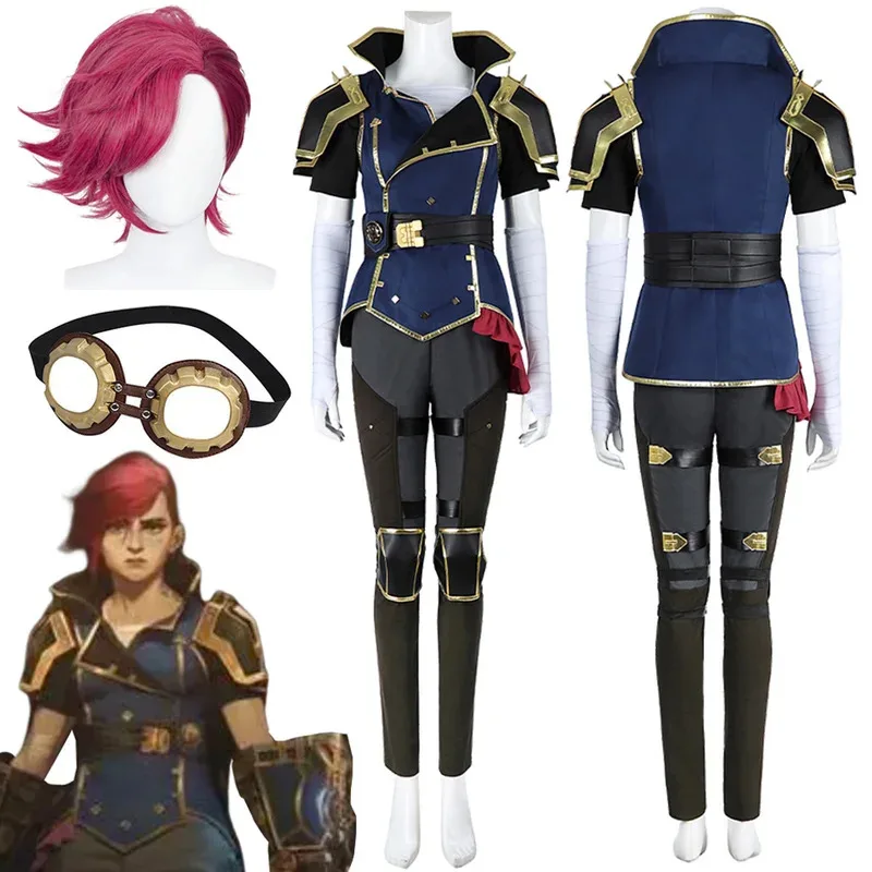Sky01 Arcane Vi Cosplay fantasía Sheriff ropa pelucas 2024 Anime juego LoL 2 disfraz mujeres adultas juego de rol fantasía Wd01 @