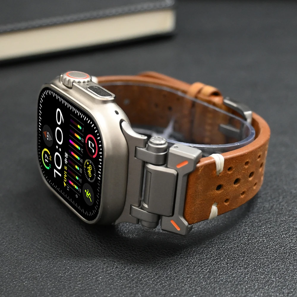 Luksusowy skórzany pasek do Apple Watch Ultra2 Series 9 8 7 49 mm 45 mm Biznesowy pasek Correa do bransoletki Iwatch 6 5 4 Se 3 44 mm 42 mm