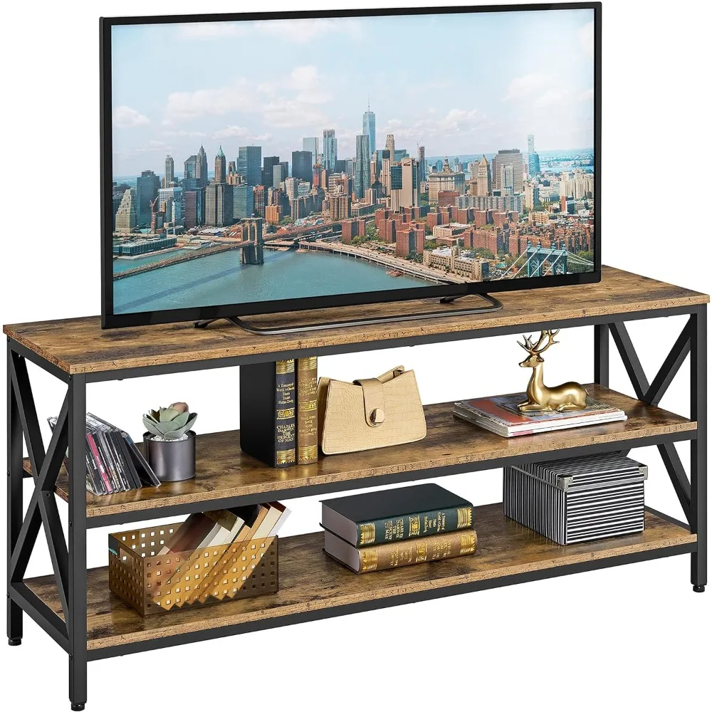 

industrial TV Stand for TV up to 65 inch, 55" TV Cabinet with 3 Tier Storage Shelves for Living Room, Entertainment