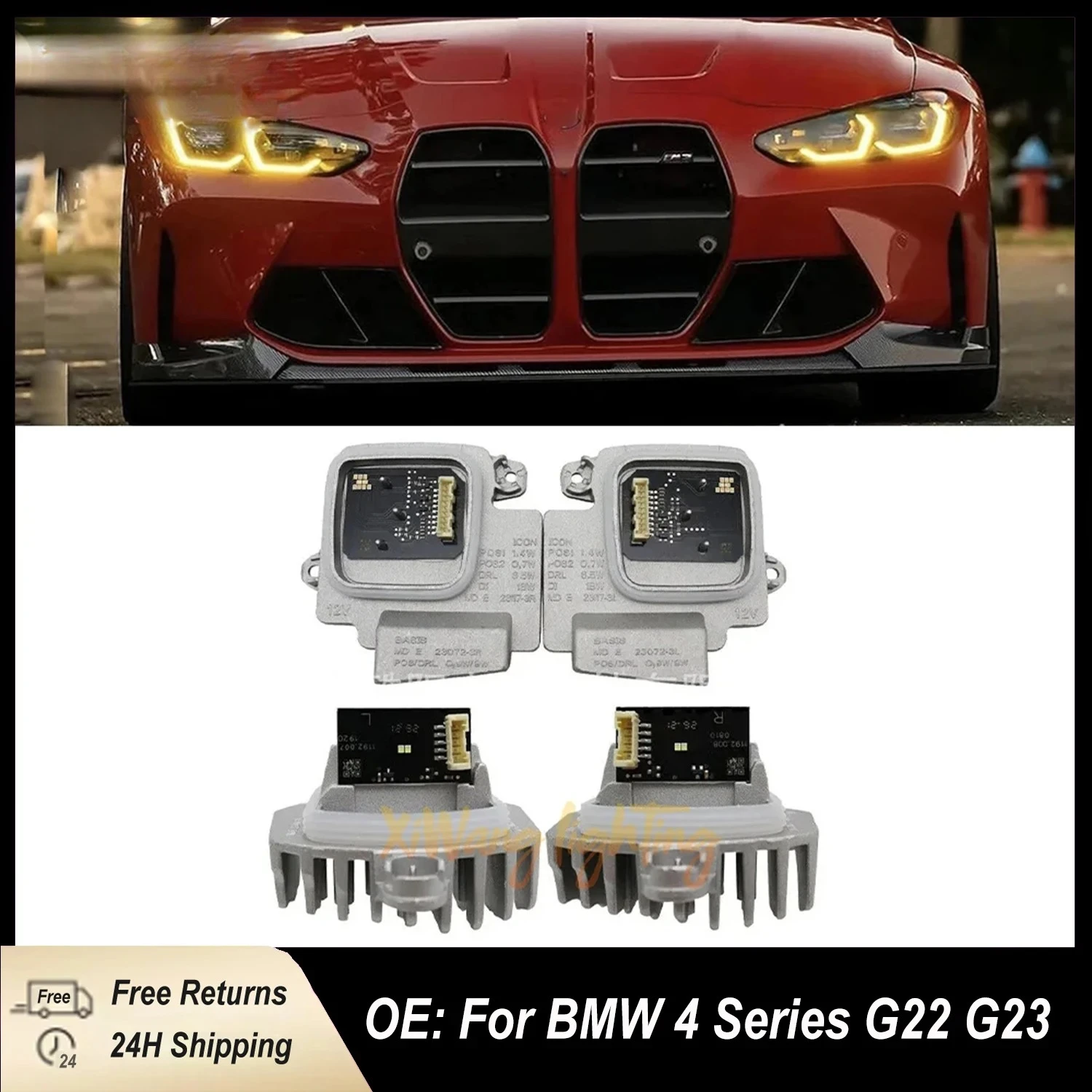 

Daytime Running Light Yellow For BMW 4 Series G22 G23 G26 M3 G80 M4 G82 G83 2021 DRL LED Modules Board Set 9851047 9851048
