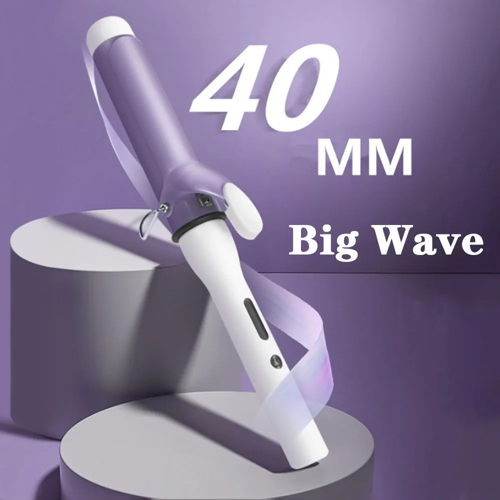 

40MM Curling Iron with Tourmaline Ceramic Coating Hair Curler Wand Anti-scalding Insulated Tip Salon Curly Waver Maker Gifts