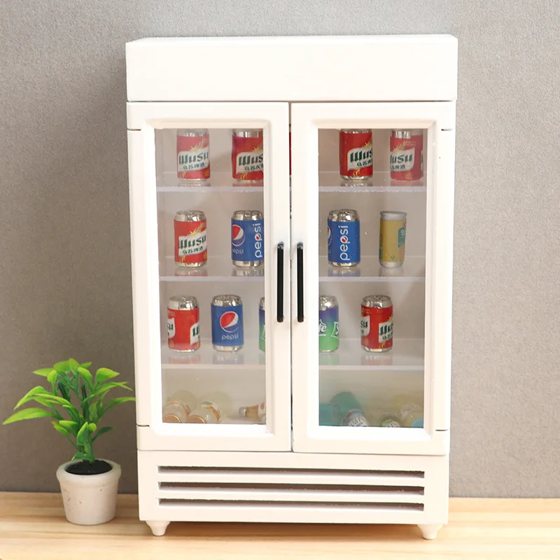 

Best Seller 1:12 Dollhouse Miniature Wooden Refrigerator - Colorful Freezer & Drink Storage for Dollhouse Shop Micro Scene