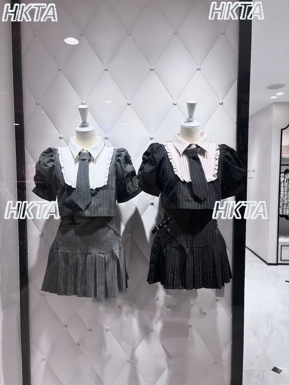 

Japanese Style College Style Tie Square Ruffle Color Block Shirt Top Women Girls Belt Pleated Mini Skirt Set Skirt 2 Piece Set