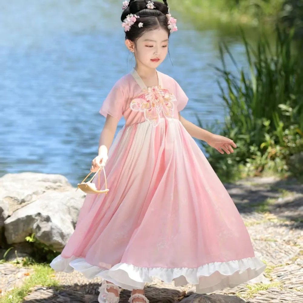 

‌ Платье ханьфу для девочек — новое поступление 2025, традиционный китайский костюм, сказочное платье, элегантная одежда для выступлений