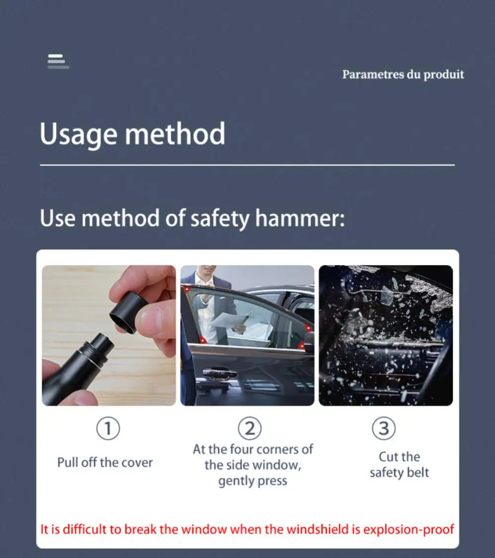 

New Car Safety Hammer Emergency Glass Breaker Cut The Seat Belt High Hardness Tungsten Steel Rescue Tool Auto Accessories