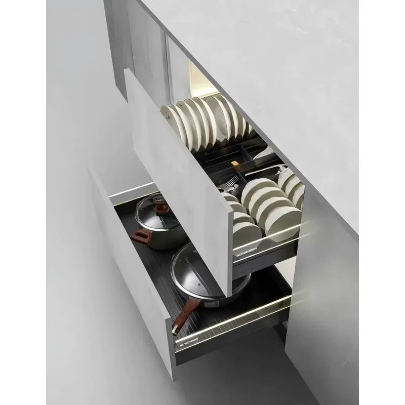 Bulk Custom Pull-out Built-in Metal Dish Rack-Soft Close Silent Slide Nanometer Electroplating Basket Drawers