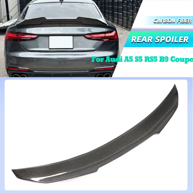 

Углеродное волокно, задний спойлер багажника, крылья для Audi A5 S5 RS5 B9 Coupe 2-дверный 2017-2024, гоночный задний спойлер, крышка багажника, крыло, губа
