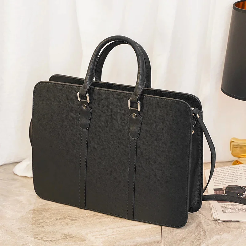 High Quality Business Men Briefcase Korean Style Leather Handbag Casual Shoulder Male Laptop File Bag