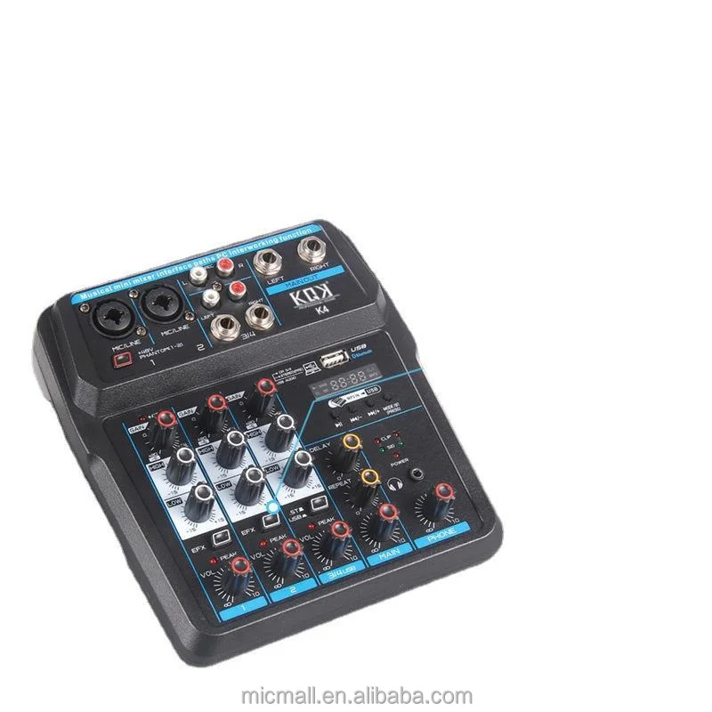 Professional Small Mixing Console 4-channel Performance for Home Network Live Streaming