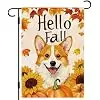 DLZDN Hello Fall Dog Garden Flag Corgi Pumpkins Sunflower Flag 12×18 Inch Double Side Vertical Burlap Farmhouse Yard Sign Au jjp