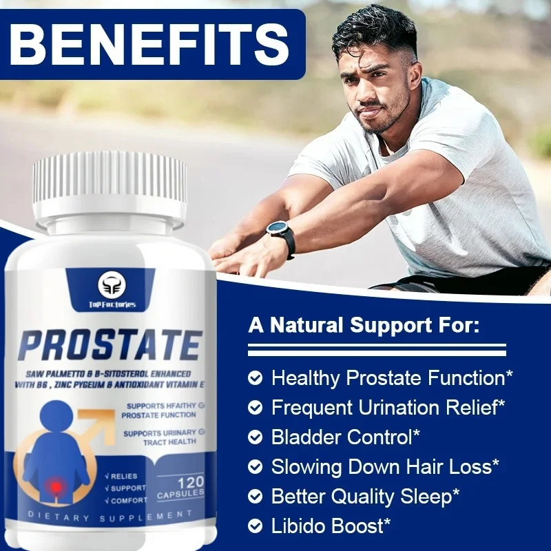 Top Factories Prostate Health Support Supplement - Men's Natural Prostate Supplement, Containing Organic Saw Palm Extract